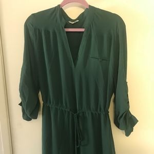 Green Naked Zebra Flowy Shirt Dress